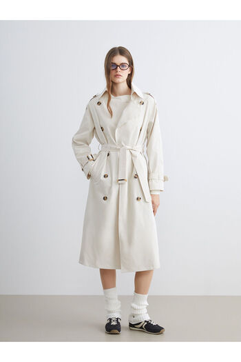 LC Waikiki New Season Jacket Collar Oversize Women's Trench Coat