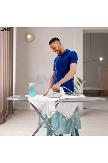 Lenox Ironing board with steam iron rest, lightweight design, heat-resistant, adjustable height, (38 × 11