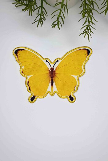 decofav Butterfly Shape Yellow Fabric Embroidery Edge Cloth Cocktail Napkin 1 Piece