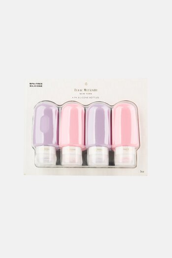 ISAAC MIZRAHI 4 Pieces Silicone Travel Bottles, Multicolor