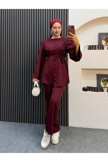 ENSA TESETTUR Vera Takım Bordo Is a Set of Burgundy-Colored Items.