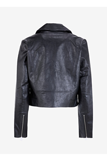 ONLY Black Women's Coat Onlvera Faux Leather Biker Otw