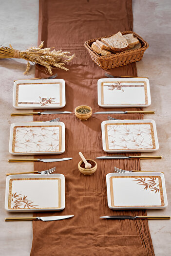 EMBazaar 6-Piece Dolce Vita Square Breakfast Serving Plate/Cake Plate/Dinner Plate/Plate/Serving Plate