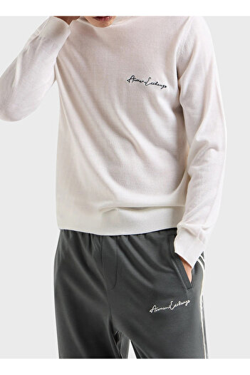 Armani Exchange Crew Neck Regular Printed Ecru Men's Sweater 8Nzm5A Zm1Yz 1116