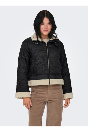 ONLY Black Women's Coat Onlvania Quilted Aviator Jacket Otw