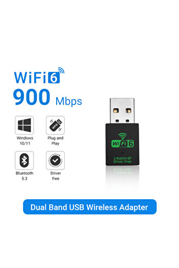 Choice محول واي فاي لاسلكي Bluetooth WALRAM AX900 WiFi 6 USB بطاقة شبكة إيثرنت لاسلكية 2.4 جيجاهرتز/5 جيجاهرتز ثنائي النطاق Dr