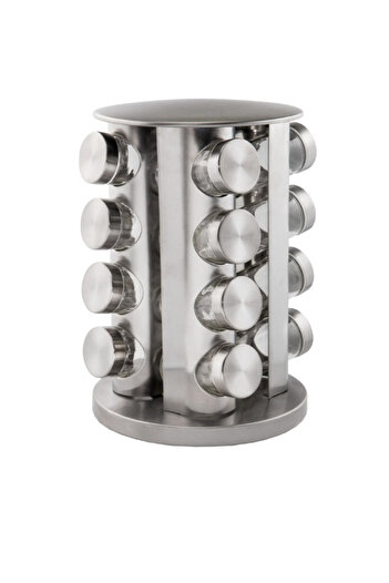 OEM Set 16 recipiente condimente, cu suport, Inox/Sticla