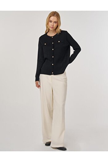 Kayra Button Detailed Knitwear Cardigan Black