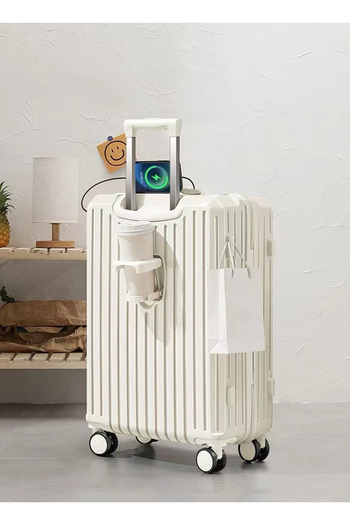 ETG 24in Lightweight Carry-On: Hard Side, Spinner Wheels, Cup Holder, USB Port - Travel/Business