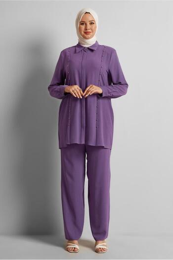 Alvina Beaded Detail Plus Size Pants Suit 20731