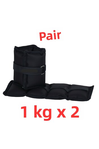 Om 1 kg 2 bucăți greutate neagră pentru mâini și glezne, terapie fizică, exerciții de reabilitare, greutate de nisip