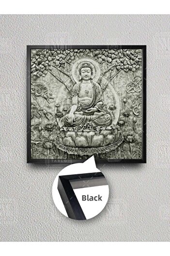 SML TABLO Statuia lui Buddha Meditație Yoga Arborele Vieții Pictură pătrată pe pânză