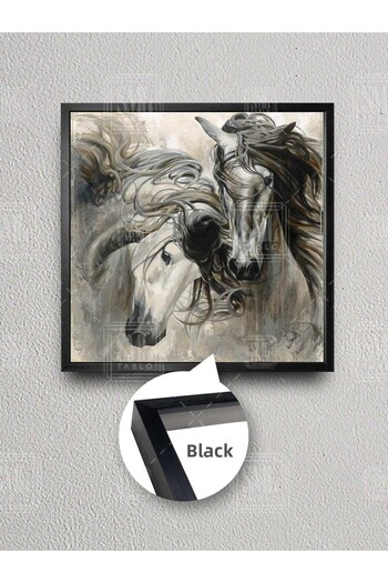 SML TABLO Pereche de cai albi îndrăgostiți Nobilime Animal Love Horse Decor Pictură pe pânză pătrată înrămată
