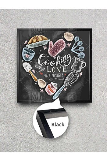 SML TABLO Prepararea mesei este dragoste Decor pentru bucătărie Cooking Is Love Pictură pătrată pe pânză înrămată