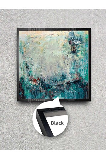 SML TABLO Turcoaz, verde apă, decor abstract, artă modernă, pictură pătrată pe pânză înrămată