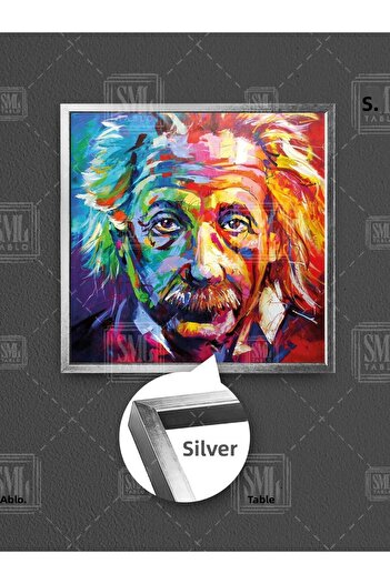 SML TABLO Albert Einstein, fizician, pictură pe pânză pătrată înrămată cu graffiti colorat