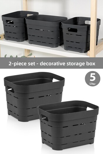 Meleni Home 2-Piece Perforated Decorative Pyramid Storage Box - Inside Cabinet Organizer Organizer Box 5 Lt Anthracite