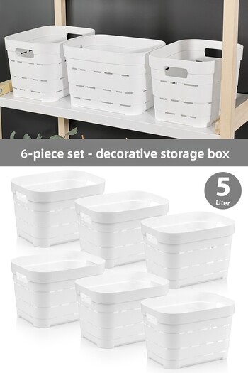 Meleni Home 6-Hole Decorative Pyramid Storage Box - Closet Organizer Multi-Purpose Organizer 5 Lt White