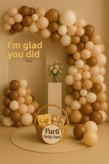 parti hediye sepeti Birthday Balloon Decoration Set Brown Sand Beige White 80 Pieces |   Happy Birthday Text Included