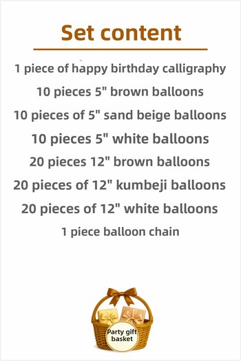 parti hediye sepeti Birthday Balloon Decoration Set Brown Sand Beige White 80 Pieces |   Happy Birthday Text Included