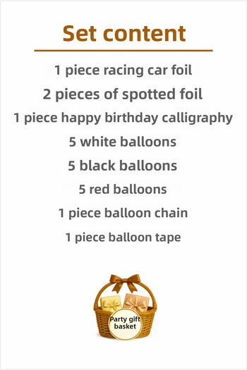 parti hediye sepeti Race Car Themed Birthday Balloon Set |   Red Black White Balloons and Happy Birthday Lettering