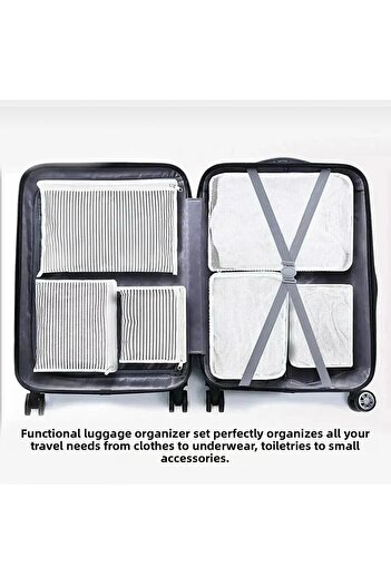 zeydam 6 Piece Suitcase/Luggage Travel Bag Set - Gray Rope Pattern
