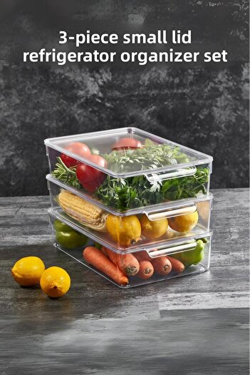 Depa 3-Piece Refrigerator Organizer & Refrigerator Organizer with Lid 3 Lt