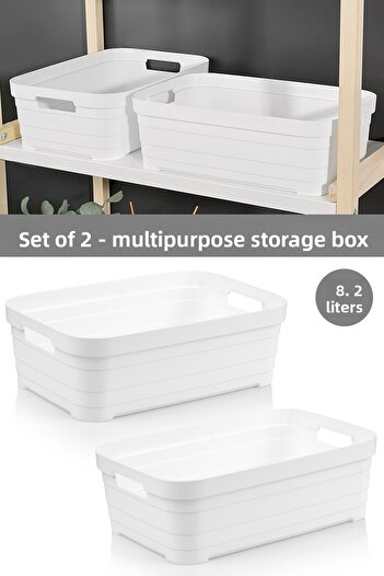 Meleni Home 2 Pieces Decorative Pyramid Storage Box - Closet Organizer Multi-Purpose Organizer 8.2 Liters White
