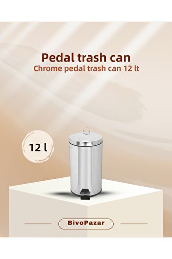 Palex Chrome Pedal Trash Can 12 Lt, Stylish and Durable, Practical Use