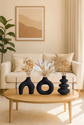Minima Art Studio Set of 3 15 cm (Large Size) Nordic Style Bohemian Vase Gift Pinterest Pampas Vase Set