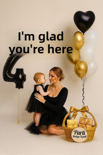parti hediye sepeti Birthday Balloon Set Black Gold White |   Number Foil and Heart Balloon Included