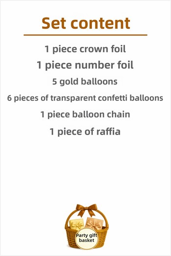 parti hediye sepeti Birthday Party Balloon Set Gold Crown |   Includes Number Balloons, Confetti Balloons, and Party Decorations