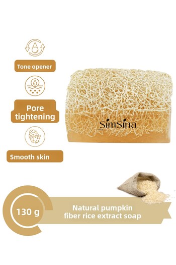 Simsina Natural Pumpkin Fiber Rice Extract Soap – Exfoliating and Skin Whitening 130g