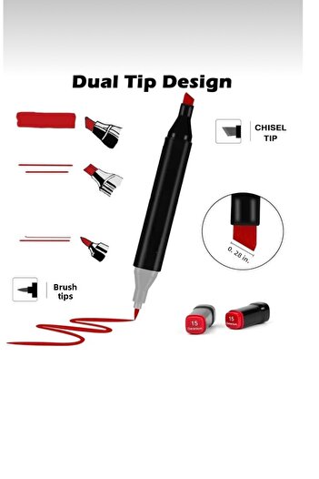 Hane216 24Pcs Brush Tip and Thick Tip Double Sided Art Marker Paint Pen Set with Bag and Stand