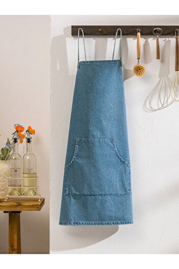LC Waikiki Blue Kitchen Apron with Pocket Detail