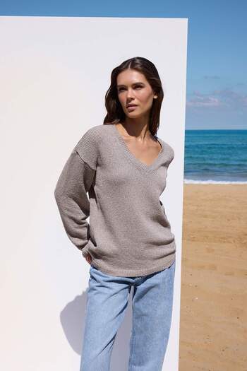 Trendyol Collection More Sustainable Mink Cotton Wide Fit Knitwear Sweater Twoaw26Kz00108