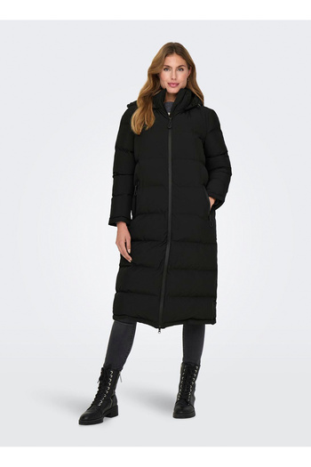 ONLY Palton negru pentru femei ONLPAULA PREMIUM PUFFER LONG OTW