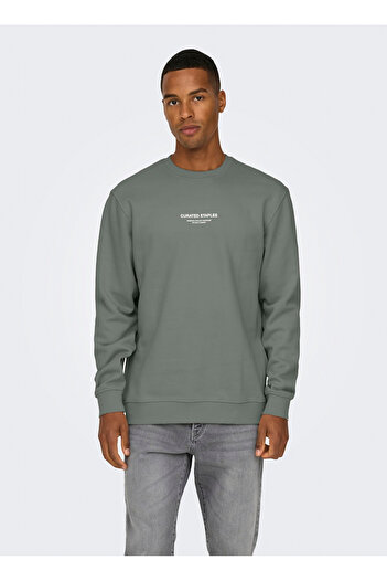Only & Sons Onscurated Khaki Reg Crew Neck Sweatshirt - 22030923
