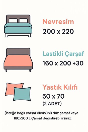 VENICA MASCUSE Ranforce Çift Kişilik Lüx Nevresim Takımı (Lastikli Çarşaf)