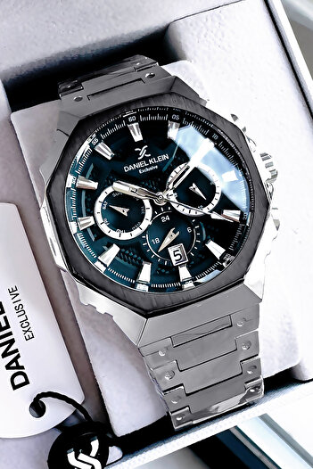 Daniel Klein Exclusive Men's Wristwatch 3 Atm Waterproof Silver Color Steel Cord Natural Stone Bracelet Dke2005c5