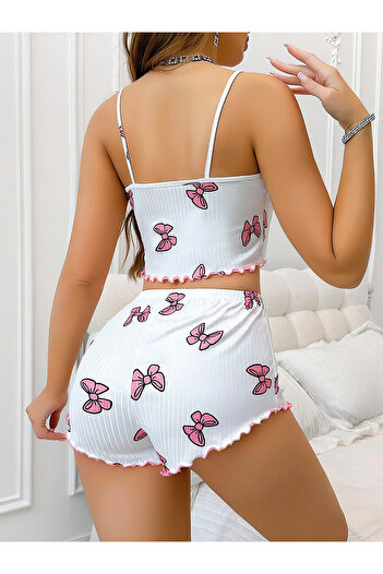WİYONA Women's patterned shorts pajama set