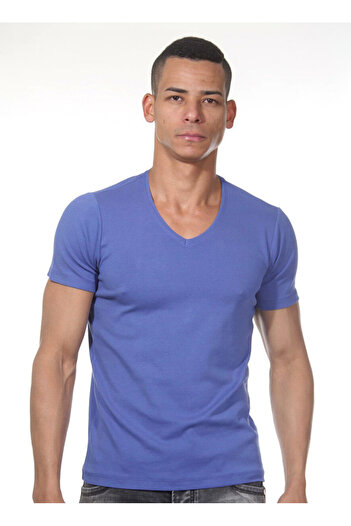 darkzone V Neck Plain Saks Men's T-Shirt Dzn8615