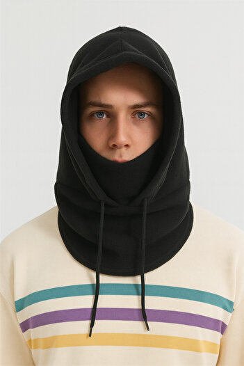 Homy Life Windproof Fleece Hooded Balaklava |   Winter Drawstring Face Mask |   Men's Hat Beanie Neck Warmer