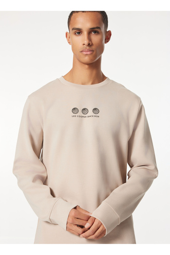 Lee Cooper Ανδρικό φούτερ με λαιμόκοψη μπεζ 251 LCM 241027 ORION BEIGE