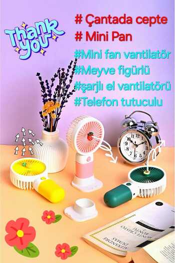 Dr Hana Mini Fan Masaüstü Taşınabilir Telefon Stantlı Vantilatör 2si 1 Arada Güçlü üfleme