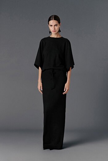 VATKALI Lace-Up Knitted Maxi Skirt