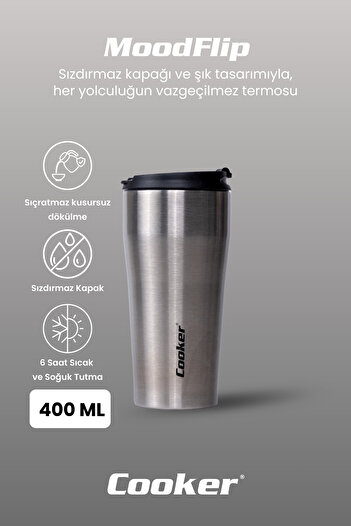 Cooker 400 ml Steel Thermos Mug |   Leakproof No Odor |   Coffee Tea Thermos That Keeps Warm and Cold for 6 Hours
