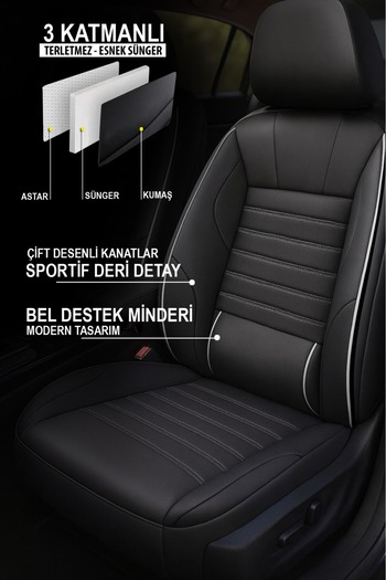 GM-DESIGN Stone Leather Car Seat Cover - Lumbar Support (Fi̇at Egea-Linea-Punto-Albea-Marea-Tipo-Uno Compatible)