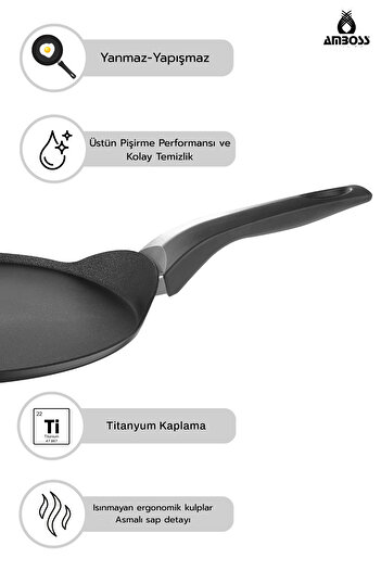 Amboss Storm 30 cm Titanyum Kaplama Krep ve Pankek Tavası