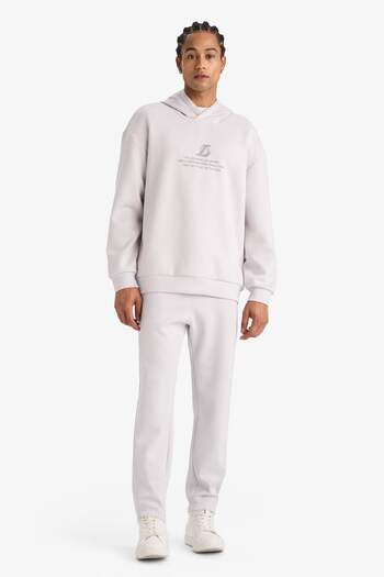 DeFacto Defactofit Nba Los Angeles Lakers Boxy Fit Hooded Scuba Diver Fabric Back Printed Sweatshirt F387